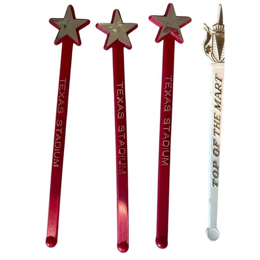 Lot Of 13 Vintage Plastic Souvenir Swizzle Sticks TX Stadium, Polo's, Cork Club